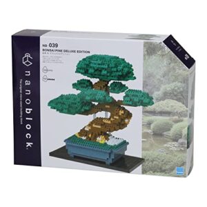 nanoblock - Bonsai Matsu Deluxe Edition World Famous, Advanced Hobby Series Building Kit, Green (NB039)