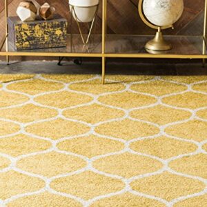 Unique Loom Trellis Frieze Collection Area Rug - Rounded (4' 1" x 6' 1", Yellow/ Ivory)