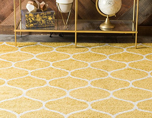 Unique Loom Trellis Frieze Collection Area Rug - Rounded (4' 1" x 6' 1", Yellow/ Ivory)