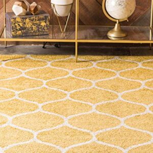 Unique Loom Trellis Frieze Collection Area Rug - Rounded (4' 1" x 6' 1", Yellow/ Ivory)