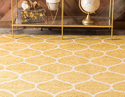 Unique Loom Trellis Frieze Collection Area Rug - Rounded (4' 1" x 6' 1", Yellow/ Ivory)