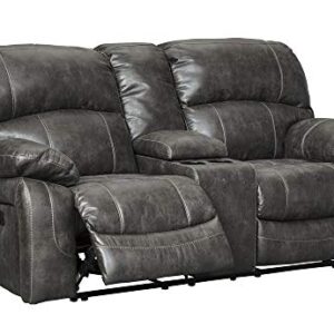 Signature Design by Ashley Dunwell Adjustable Power Reclining Loveseat with USB Charging, Gray