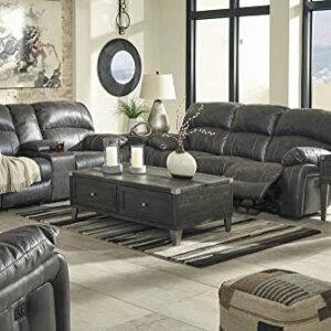 Signature Design by Ashley Dunwell Adjustable Power Reclining Loveseat with USB Charging, Gray