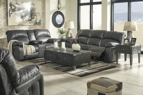 Signature Design by Ashley Dunwell Adjustable Power Reclining Loveseat with USB Charging, Gray