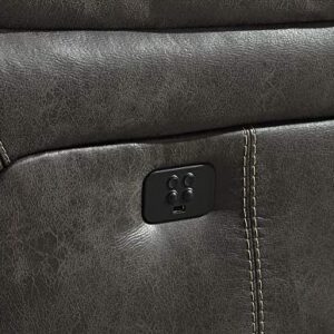 Signature Design by Ashley Dunwell Adjustable Power Reclining Loveseat with USB Charging, Gray