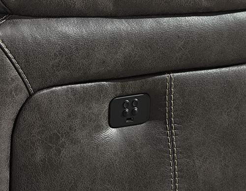 Signature Design by Ashley Dunwell Adjustable Power Reclining Loveseat with USB Charging, Gray