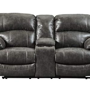 Signature Design by Ashley Dunwell Adjustable Power Reclining Loveseat with USB Charging, Gray