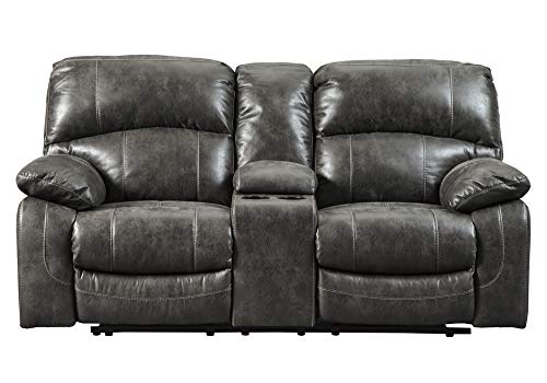 Signature Design by Ashley Dunwell Adjustable Power Reclining Loveseat with USB Charging, Gray