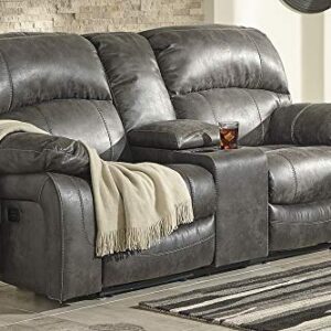 Signature Design by Ashley Dunwell Adjustable Power Reclining Loveseat with USB Charging, Gray