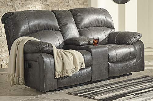 Signature Design by Ashley Dunwell Adjustable Power Reclining Loveseat with USB Charging, Gray