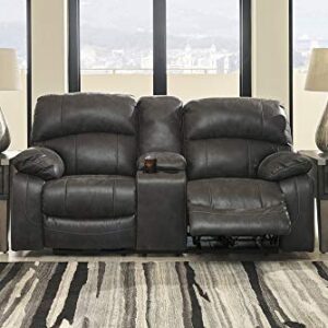 Signature Design by Ashley Dunwell Adjustable Power Reclining Loveseat with USB Charging, Gray