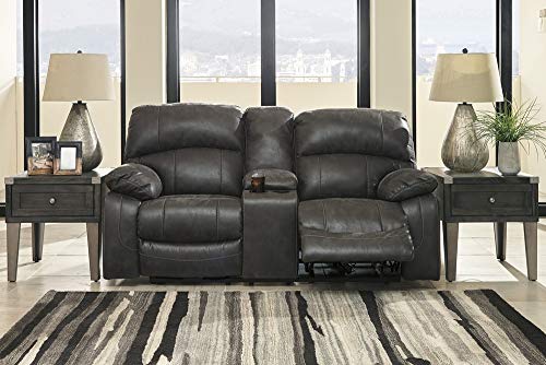 Signature Design by Ashley Dunwell Adjustable Power Reclining Loveseat with USB Charging, Gray