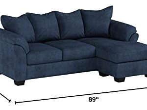 Signature Design by Ashley Darcy Casual Plush L-Shaped Reversible Sofa Chaise Chofa, Dark Blue