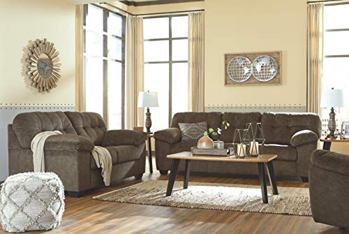 Signature Design by Ashley Accrington Plush Loveseat with Tufted Back, Brown