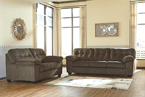 Signature Design by Ashley Accrington Plush Loveseat with Tufted Back, Brown