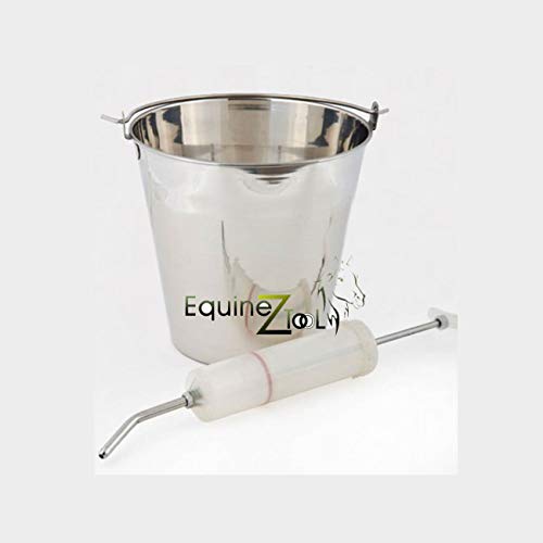 Equinez Tools Stainless Steel Bucket 10 L, incl. dose Syringe 400 ml Equine Dental