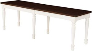 crosley furniture shelby dining bench, distressed white