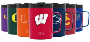 simple modern officially licensed collegiate university of wisconsin coffee mug with lid | gifts for men travel thermos | 12oz scout