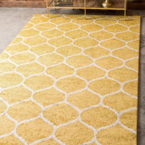 Unique Loom Trellis Frieze Collection Area Rug - Rounded (5' 1" x 8', Yellow/ Ivory)