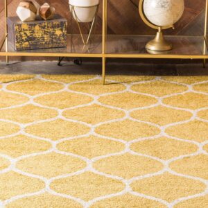 Unique Loom Trellis Frieze Collection Area Rug - Rounded (5' 1" x 8', Yellow/ Ivory)