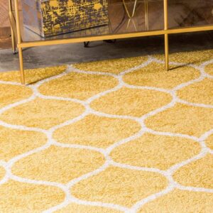 Unique Loom Trellis Frieze Collection Area Rug - Rounded (5' 1" x 8', Yellow/ Ivory)