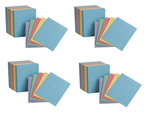 Oxford Mini Index Cards, 3" x 2.5", Ruled, Assorted Colors, 200 Per Pack, Pack Of 4, 800 Cards Total (10010EE)