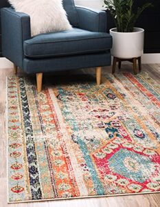 unique loom sedona collection distressed, southwester, over-dyed, vintage area rug, 9' 0" x 12' 0", blue/beige