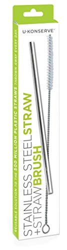 U Konserve - Stainless Steel Straw and Brush, Environment Friendly Alternative to Plastic Straws, Durable Stainless Steel, With Handy Straw Brush (Set of 2)