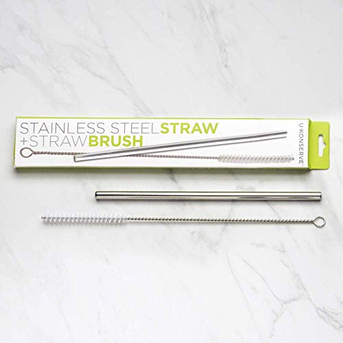 U Konserve - Stainless Steel Straw and Brush, Environment Friendly Alternative to Plastic Straws, Durable Stainless Steel, With Handy Straw Brush (Set of 2)