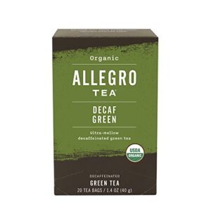 allegro tea organic decaf green tea bags, 20 count