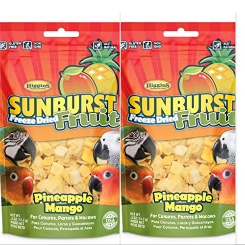 Higgins 2 Pack Sunburst Freeze Dried Fruit Pineapple Mango .5 Oz Ea Fun Bird Snack Treat