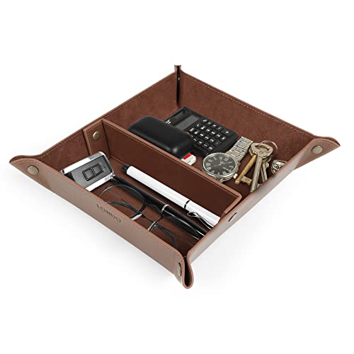 Londo Leather Tray Organizer - Practical Storage Box for Wallets, Watches, Keys, Coins, Cell Phones and Office Equipment