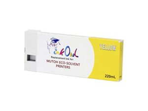 inkowl compatible ink cartridge replacement for mutoh eco-ultra printers (220ml, yellow) - usa-made ink