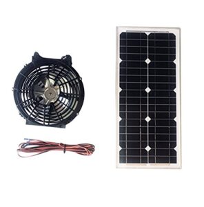 amtrak solar powerful 50-watt 12" plastic fan with 7" metal blade solar fan for travel and camping (portable)