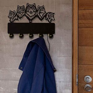 The Geeky Days Wildlife Wolf Wall Hanger Hook Wolf Family Black Wall Hooks Coat Hanger Bathroom Kitchen Key Hanger Key Hooks Rack with LED Backlight