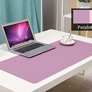 Large Desk Pad Mouse Pad, 35.4x15.75 Inches Non-Slip PU Leather Desk Mouse Mat Waterproof Desk Pad Protector Gaming Writing Mat for Office Home Desks (Pink+Purple)