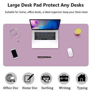 Large Desk Pad Mouse Pad, 35.4x15.75 Inches Non-Slip PU Leather Desk Mouse Mat Waterproof Desk Pad Protector Gaming Writing Mat for Office Home Desks (Pink+Purple)