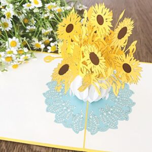 Liif 3D Greeting Pop Up Get Well Card, Get Well Soon Card (Sunflower)