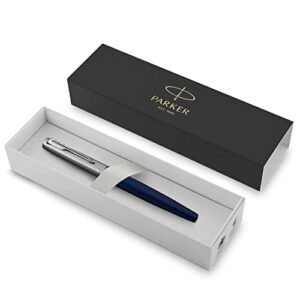 Parker Jotter Fountain Pen, Royal Blue Metal Body, Medium Point, Blue Ink, Includes Gift Box