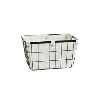 dodxiaobeul handmade -open storage bread food basket,kitchen cabinet and pantry storage organizer bin & containers- two cut-out handles wire metal with canvas lining 13x10x7.5 inches black