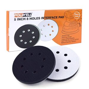 poliwell 5-inch 8 holes hook and loop soft sponge cushion interface buffer pad, pack of 2