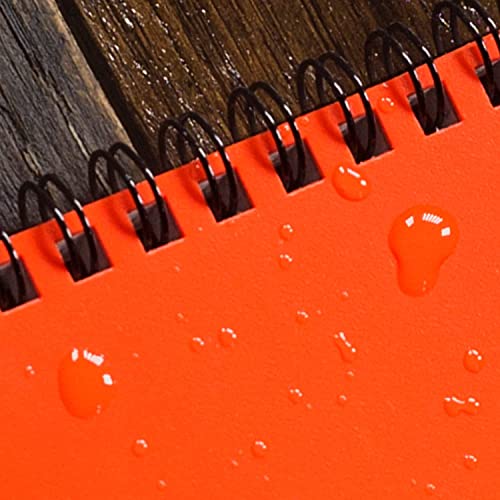 Rite in the Rain Weatherproof Side Spiral Notebook, 4.625" x 7", Orange Cover, Universal Pattern (No. OR73)
