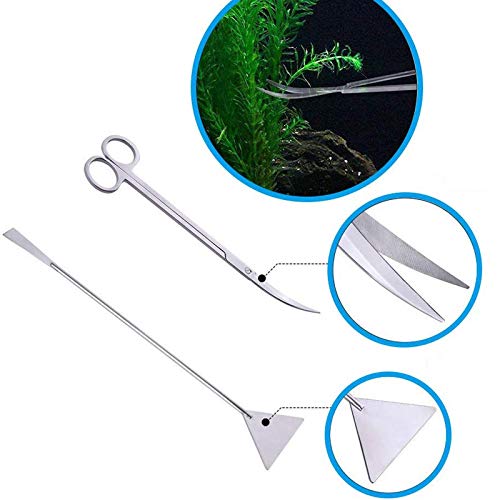 Fistoy Aquarium Aquascaping Tool, Long Tweezers Scissors Spatula, 4 in 1 Stainless Steel Aquatic Plants Set for Fish Starter Kits, Aquariums Tank and Terrarium