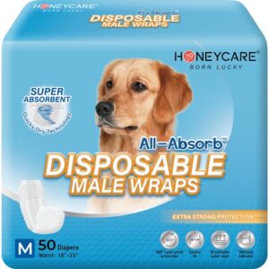 all-absorb a25 male dog wrap, 50 count, medium, white