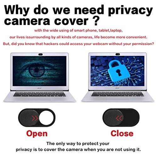 imluckies Metal Webcam Cover Slide, 0.023in Camera Cover for Laptop Computer, MacBook Pro/Air iMac iPad Tablet iPhone 8/7 Plus, Echo Show/Spot Web Camera Blocker Protect Your Privacy [2 Pack Black]