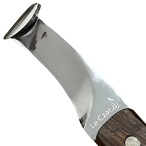 LeCzar Farrier Tool - Japanese Stainless Steel Double Edge Sharp Hoof Knife - Smooth Wooden Handle Made of Premium Materials for Right Hand