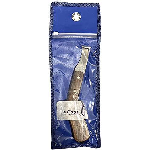 LeCzar Farrier Tool - Japanese Stainless Steel Double Edge Sharp Hoof Knife - Smooth Wooden Handle Made of Premium Materials for Right Hand