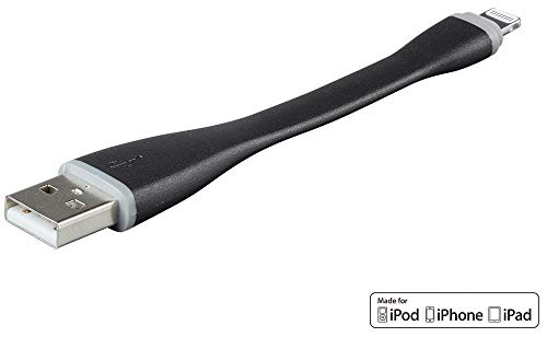 Monoprice Short Length Apple MFi Certified Lightning to USB Charge & Sync Cable - 0.4 Feet (4.25in) Black Compatible With iPhone X 8 8 Plus 7 7 Plus 6s 6 SE 5s, iPad, Pro, Air 2