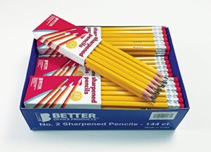 better office products pre-sharpened #2 pencils, 144/box