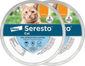 bayer seresto flea and tick collar for cat, all weights, 2 pack with hs pets collapsible pet bowl
